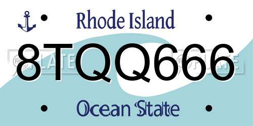 8TQQ666 Rhode Island License Plate