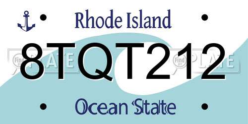 8TQT212 Rhode Island License Plate