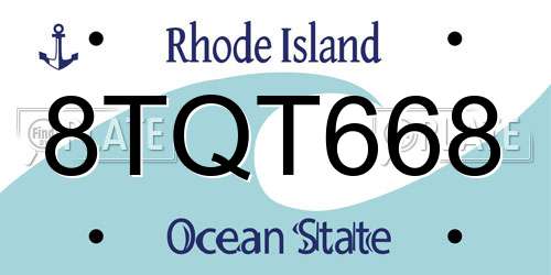 8TQT668 Rhode Island License Plate