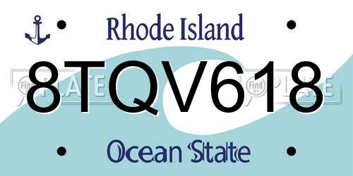 8TQV618 Rhode Island License Plate