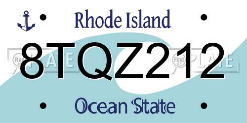 8TQZ212 Rhode Island License Plate