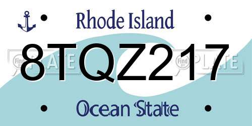 8TQZ217 Rhode Island License Plate