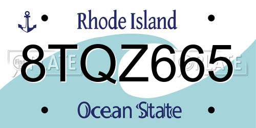 8TQZ665 Rhode Island License Plate