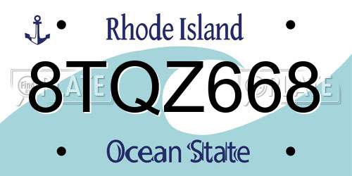 8TQZ668 Rhode Island License Plate