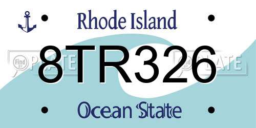 8TR326 Rhode Island License Plate