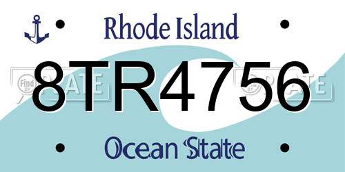 8TR4756 Rhode Island License Plate