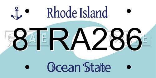 8TRA286 Rhode Island License Plate