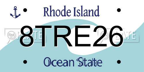 8TRE26 Rhode Island License Plate