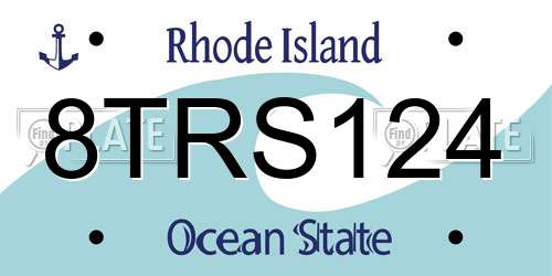 8TRS124 Rhode Island License Plate