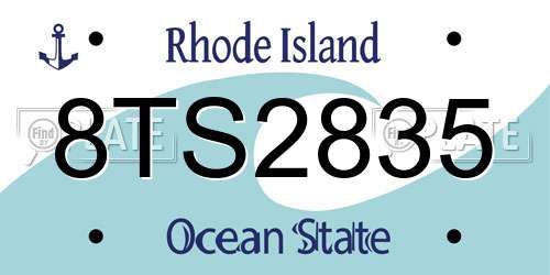 8TS2835 Rhode Island License Plate