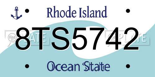 8TS5742 Rhode Island License Plate
