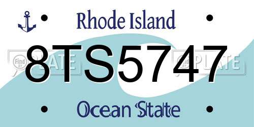 8TS5747 Rhode Island License Plate