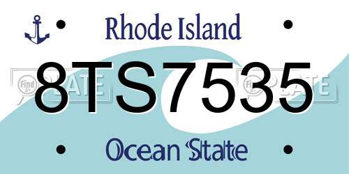 8TS7535 Rhode Island License Plate