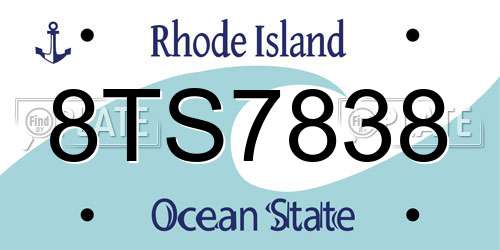 8TS7838 Rhode Island License Plate