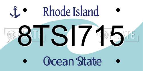 8TSI715 Rhode Island License Plate
