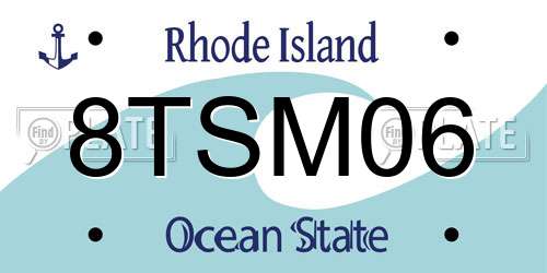 8TSM06 Rhode Island License Plate