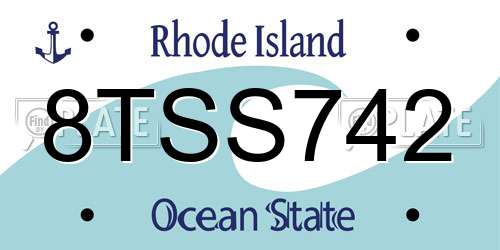 8TSS742 Rhode Island License Plate
