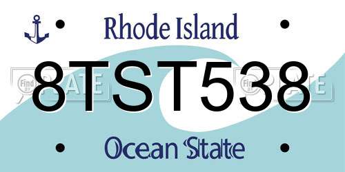 8TST538 Rhode Island License Plate