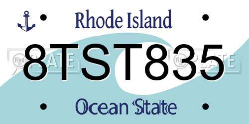 8TST835 Rhode Island License Plate