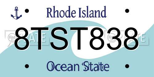 8TST838 Rhode Island License Plate
