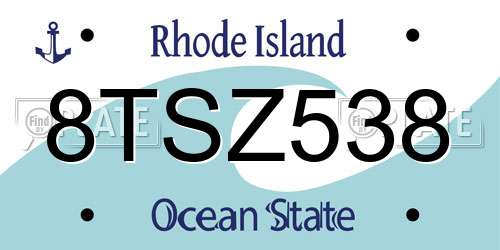 8TSZ538 Rhode Island License Plate