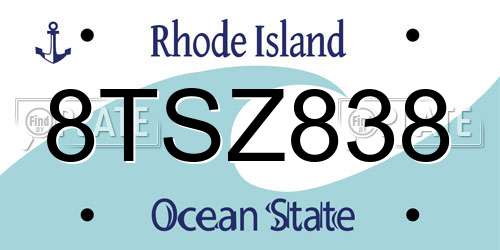 8TSZ838 Rhode Island License Plate