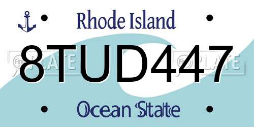 8TUD447 Rhode Island License Plate
