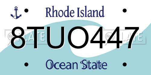 8TUO447 Rhode Island License Plate