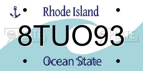 8TUO93 Rhode Island License Plate