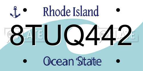 8TUQ442 Rhode Island License Plate