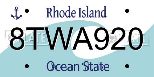 8TWA920 Rhode Island License Plate