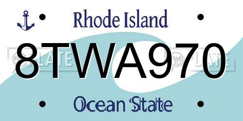 8TWA970 Rhode Island License Plate