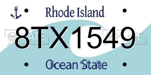 8TX1549 Rhode Island License Plate