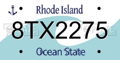 8TX2275 Rhode Island License Plate