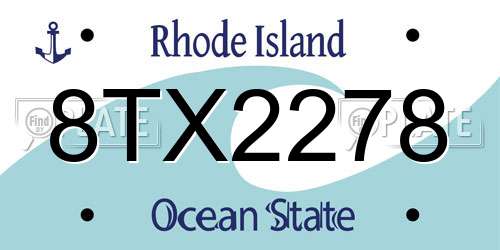 8TX2278 Rhode Island License Plate