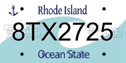 8TX2725 Rhode Island License Plate