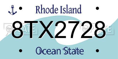 8TX2728 Rhode Island License Plate