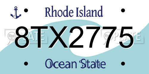 8TX2775 Rhode Island License Plate