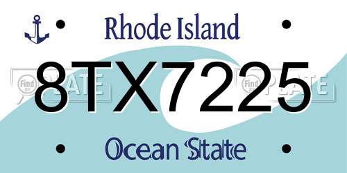 8TX7225 Rhode Island License Plate