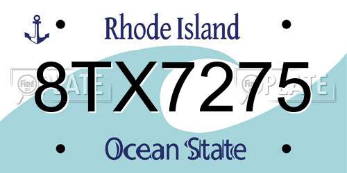 8TX7275 Rhode Island License Plate