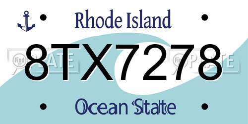 8TX7278 Rhode Island License Plate