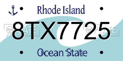 8TX7725 Rhode Island License Plate