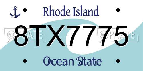 8TX7775 Rhode Island License Plate