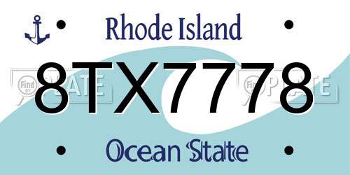 8TX7778 Rhode Island License Plate