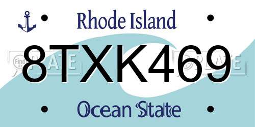 8TXK469 Rhode Island License Plate
