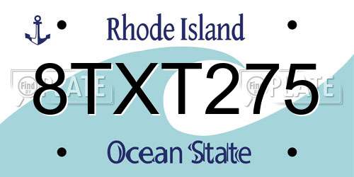 8TXT275 Rhode Island License Plate