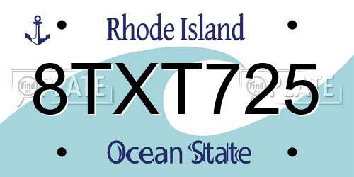 8TXT725 Rhode Island License Plate