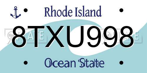8TXU998 Rhode Island License Plate