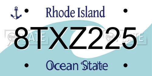 8TXZ225 Rhode Island License Plate