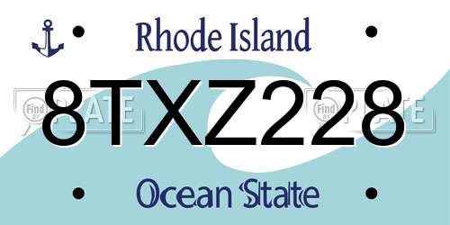 8TXZ228 Rhode Island License Plate
